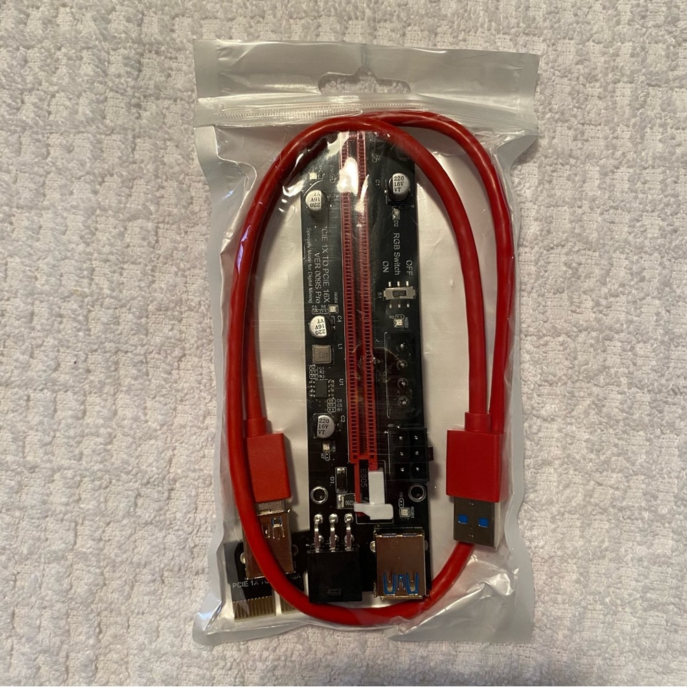 PCI-E Riser 1x to 16x Graphics Extension GPU Mining Powered Riser Ver 0095 PRO